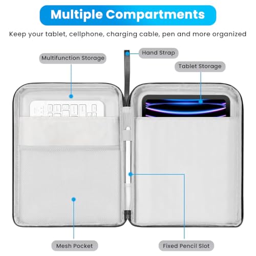 ZORBES® 12.9 inches Tablet Travel Bag for iPad Waterproof Travel Zipper Bag with Utility Mesh Pocket Travel Accessories Bag Universal Tablets Pad Organizer Bag, Black ZORBES® 12.9 inches Tablet Travel Bag for iPad Waterproof Travel Zipper Bag with Utility Mesh Pocket Travel Accessories Bag Universal Tablets Pad Organizer Bag, Black